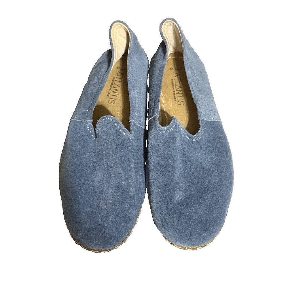 Atlantis Men's Size 12.5 Blue Handmade Turkish Leather Skip On‎ Loafer Shoes